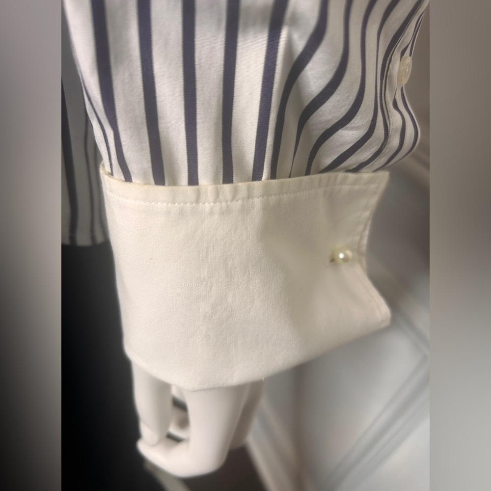 Lauren Ralph Lauren Navy & White Button Up Shirt, Sz. XL - Picture 2 of 16
